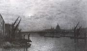 Atkinson Grimshaw The Thames by Moonlight with Southmark Bridge Spain oil painting artist